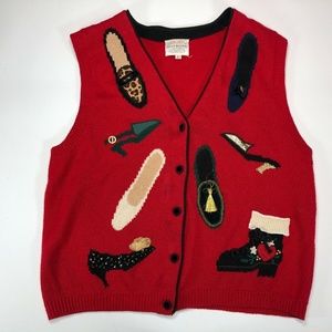 Susan Bristol Red Sleeveless Sweater Vest Shoes